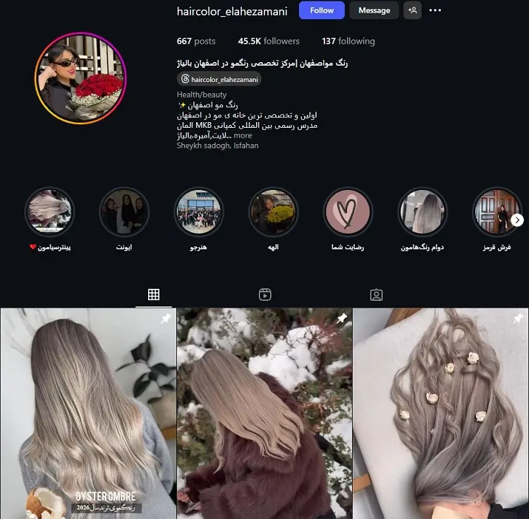 بهترین رنگ کار مو در اصفهان، الهه زمانی