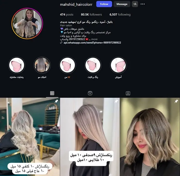 بهترین رنگ کار مو در کرج، مهشید جدیدی