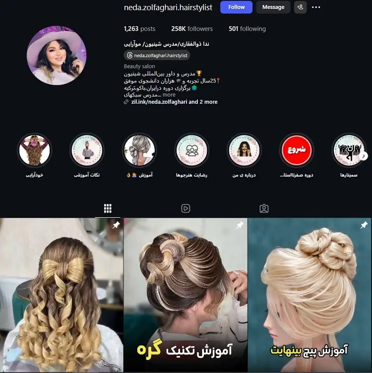 ندا ذوالفقاری شینیون کار کرج
