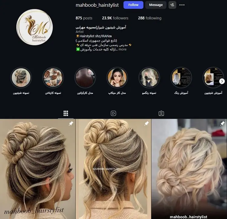 محبوبه مهرابی شینیون کار شیراز